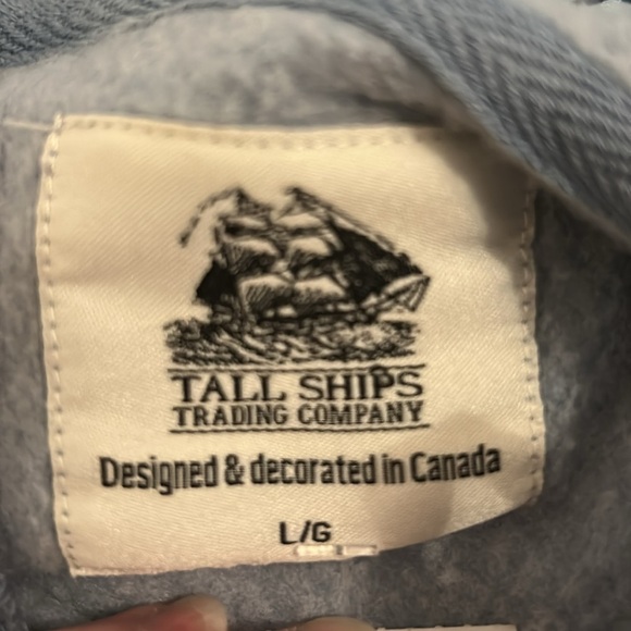 Tall Ships Trading Company Soft Blue Pull-Over Hoodie Sweatshirt, Sz L - Picture 5 of 7